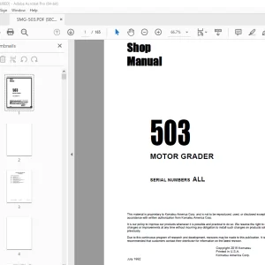 Komatsu 503 Motor Grader Shop Manual SMG-503 - PDF DOWNLOAD 