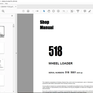 Komatsu 518 WHEEL LOADER Shop Manual CEBMW17030 PDF