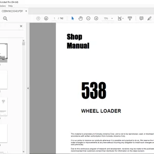 Komatsu 538 WHEEL LOADER Shop Manual CEBMW23040 PDF