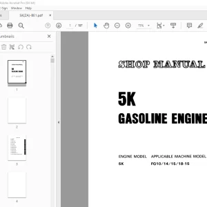 Komatsu 5K GASOLINE ENGINE Shop Manual 5K(ZA)-BE1 PDF