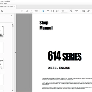 Komatsu 614 SERIES DIESEL ENGINE Shop Manual CEBM614002 PDF