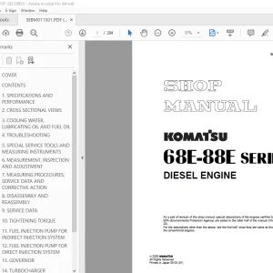 Komatsu 68E-88E Series Diesel Engine Shop Manual SEBM011501 PDF