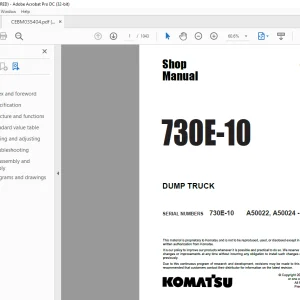 Komatsu 730E-10 Dump Truck Shop Manual CEBM035404 - PDF DOWNLOAD