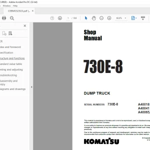 Komatsu 730E-8 DUMP TRUCK Shop Manual CEBM032503 - PDF DOWNLOAD
