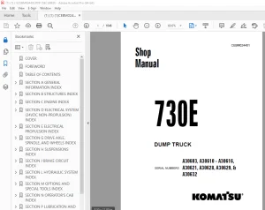 Komatsu 730E Dump Truck Shop Manual CEBM024401 PDF