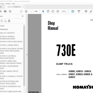 Komatsu 730E Dump Truck Shop Manual CEBM024401 PDF