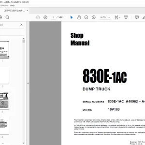 Komatsu 830E-1AC DUMP TRUCK Shop Manual CEBM029902 PDF