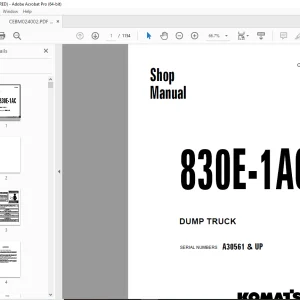 Komatsu  830E-1AC DUMP TRUCK Shop Manual CEBM024002 PDF