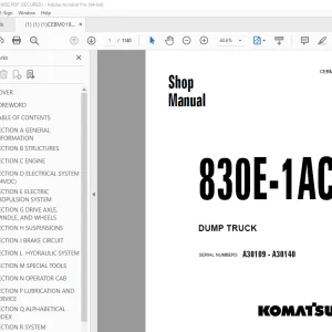 Komatsu 830E-1AC Dump Truck Shop Manual CEBM019602 PDF
