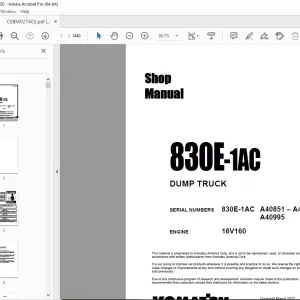 Komatsu 830E-1AC Dump Truck Shop Manual CEBM027402 PDF