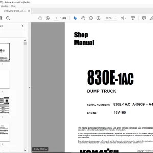 Komatsu 830E-1AC Dump Truck Shop Manual CEBM029301 PDF