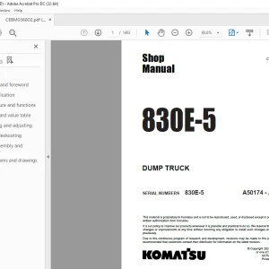 Komatsu 830E-5 Dump Truck Shop Manual CEBM036802 - PDF DOWNLOAD