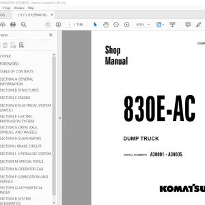 Komatsu 830E-AC Dump Truck Shop Manual SN A30001-A30035 PDF