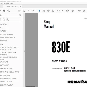 Komatsu 830E DUMP TRUCK Shop Manual CEBM015101 PDF