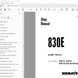 Komatsu 830E Dump Truck Shop Manual CEBD013502 PDF  