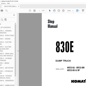 Komatsu 830E Dump Truck Shop Manual DG727 - PDF DOWNLOAD
