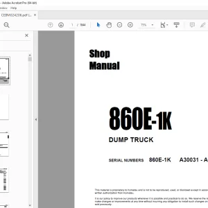 Komatsu 860E-1K Dump Truck Shop Manual CEBM024206 PDF