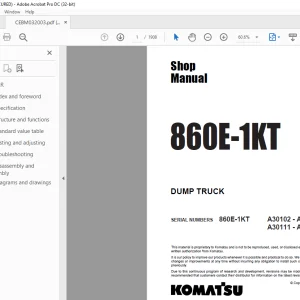 Komatsu 860E-1KT DUMP TRUCK Shop Manual CEBM025804 - PDF DOWNLOAD