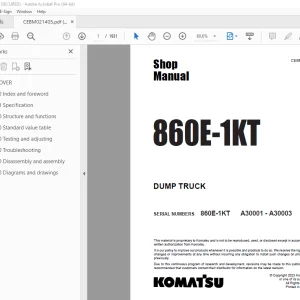 Komatsu 860E-1KT Dump Truck Shop Manual CEBM021405 PDF