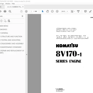 Komatsu 8V170-1 Series Engine Shop Manual SEBE61700104 PDF