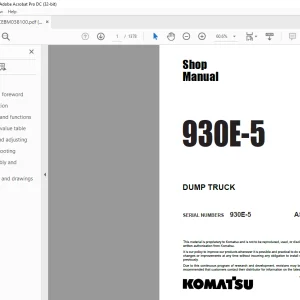 Komatsu 93-E-5 Dump Truck Shop Manual CEBM038100 - PDF DOWNLOAD