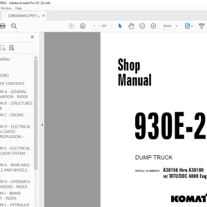 Komatsu 930E-2 Dump Truck Shop Manual CEBM006402  - PDF DOWNLOAD