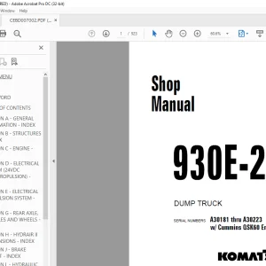 Komatsu 930E-2 Dump Truck Shop Manual CEBM010401 - PDF DOWNLOAD