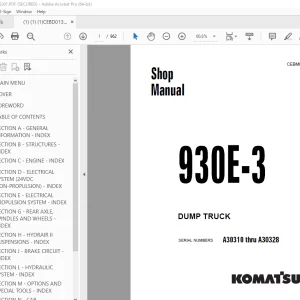 Komatsu 930E-3 Dump Truck Shop Manual SN A30310 thru A30328 PDF