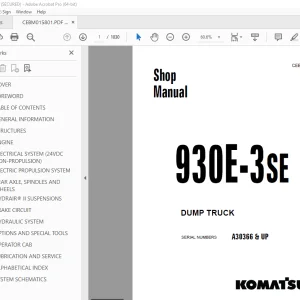 Komatsu 930E-3SE Dump Truck Shop Manual CEBM015801 PDF