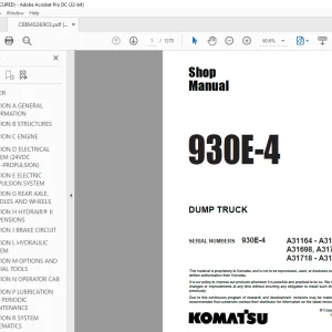 Komatsu 930E-4 DUMP TRUCK Shop Manual CEBM026903 - PDF DOWNLOAD