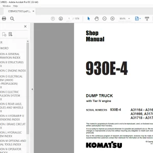 Komatsu 930E-4 DUMP TRUCK Shop Manual CEBM027003 - PDF DOWNLOAD