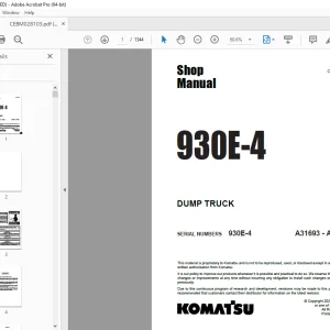 Komatsu 930E-4 Dump Truck Parts Manual CEBM028103 PDF