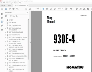 Komatsu 930E-4 Dump Truck Shop Manual CEBM020206 PDF
