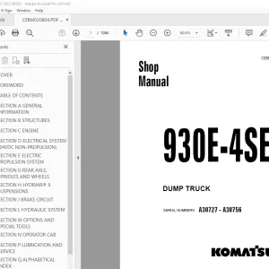 Komatsu 930E-4SE Dump Truck Shop Manual CEBM020804 PDF  