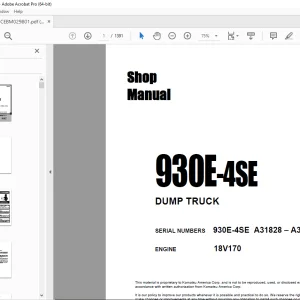 Komatsu 930E-4SE Dump Truck Shop Manual CEBM029801 PDF