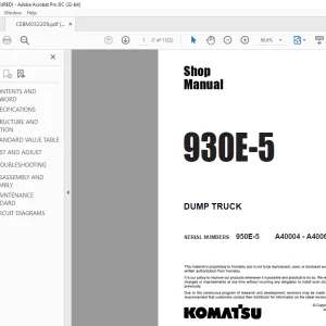 Komatsu 930E-5 DUMP TRUCK Shop Manual CEBM032209 - PDF DOWNLOAD