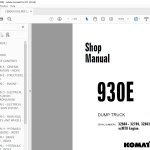 Komatsu 930E Dump Truck Shop Manual CEBM010100 - PDF DOWNLOAD