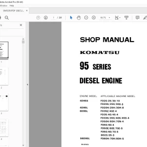 Komatsu 95 Series Diesel Engine Shop Manual  PDF