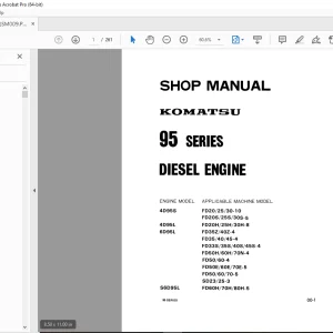 Komatsu  95 Series Diesel Engine Shop Manual - PDF DOWNLOAD