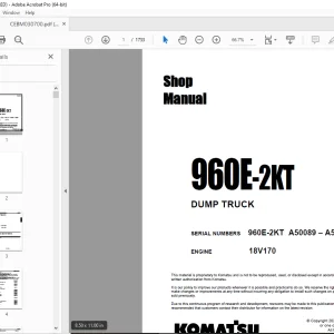 Komatsu 960E-2KT Dump Truck Shop Manual CEBM030700 PDF
