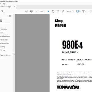 Komatsu 980E-4 Dump Truck Shop Manual CEBM031007 - PDF DOWNLOAD