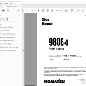 Komatsu 980E-4 Dump Truck Shop Manual CEBM031606 PDF