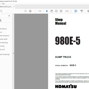 Komatsu 980E-5 DUMP TRUCK Shop Manual CEBM033903 - PDF DOWNLOAD