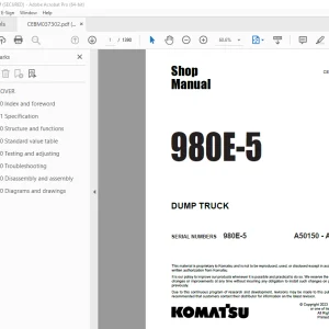 Komatsu 980E-5 Dump Truck Shop Manual CEBM037302 PDF