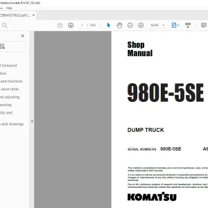 Komatsu 980E-5SE DUMP TRUCK Shop Manual CEBM037602 - PDF DOWNLOAD