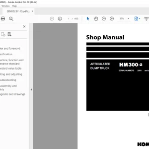 Komatsu ARTICULATED DUMP TRUCK HM300-2 Shop Manual SEN00237-19 PDF
