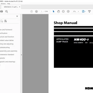 Komatsu ARTICULATED DUMP TRUCK HM400-3 Shop Manual SEN05632-21 PDF