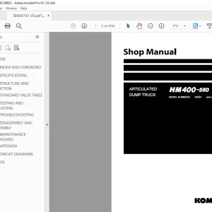 Komatsu ARTICULATED DUMP TRUCK HM400-5E0 Shop Manual SEN06747-00 PDF