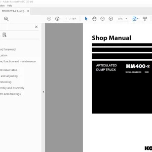 Komatsu Articulated Dump Truck HM400-2 Shop Manual SEN00239-23 PDF