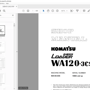 Komatsu Avance Loader WA120-3CS Shop Manual SEBM012402 PDF